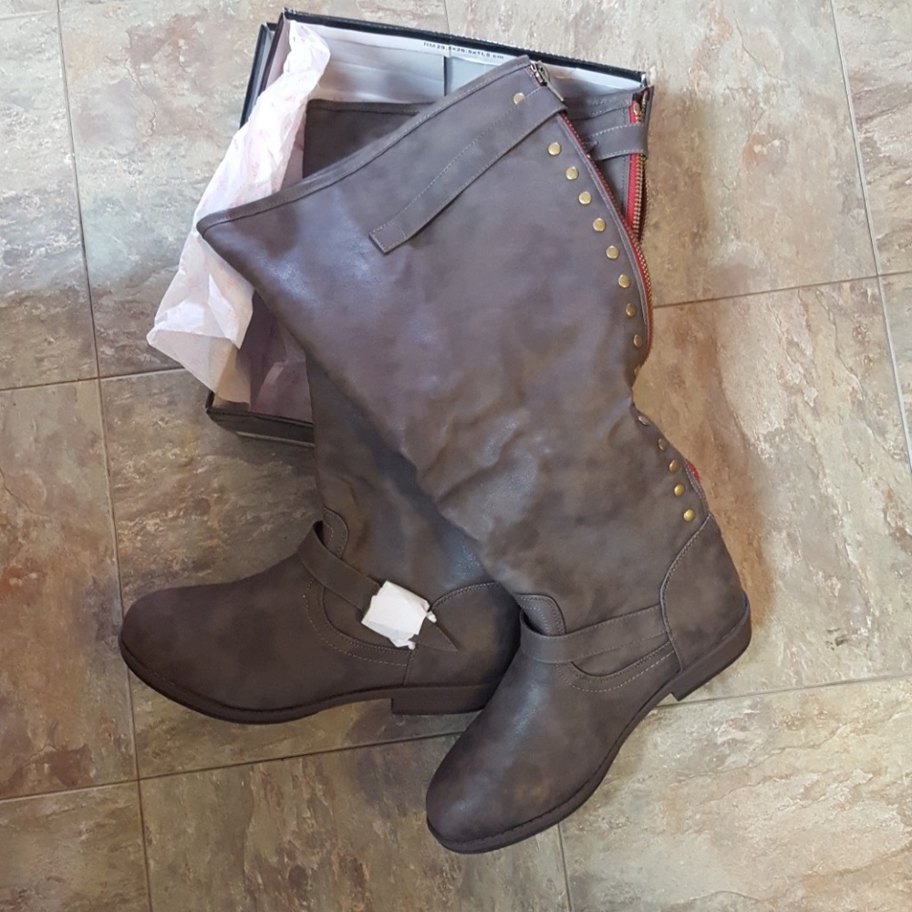 Never worn! Taupe wide calf boots. NWOT